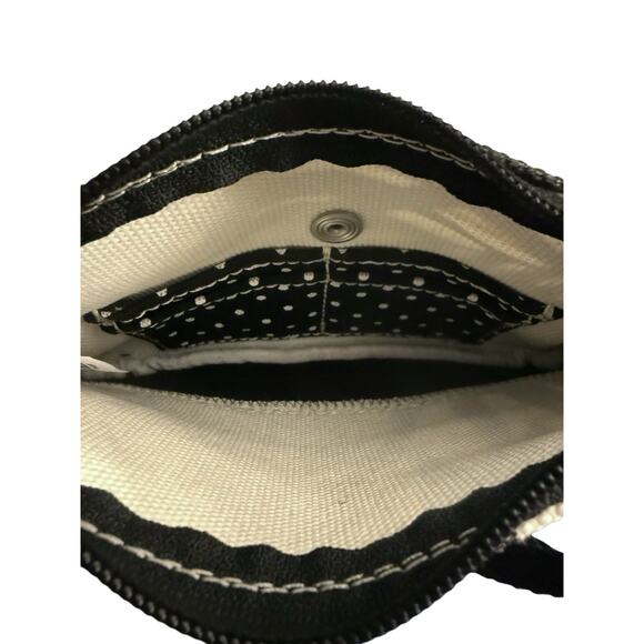 NWOT Lands End Canvas Wristlet Purse Black White Havana Palm Pocket CC Slots - Picture 4 of 6